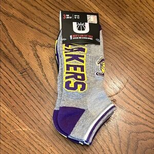 NBA men’s low cut Laker socks, 3 pair,‎ NWT